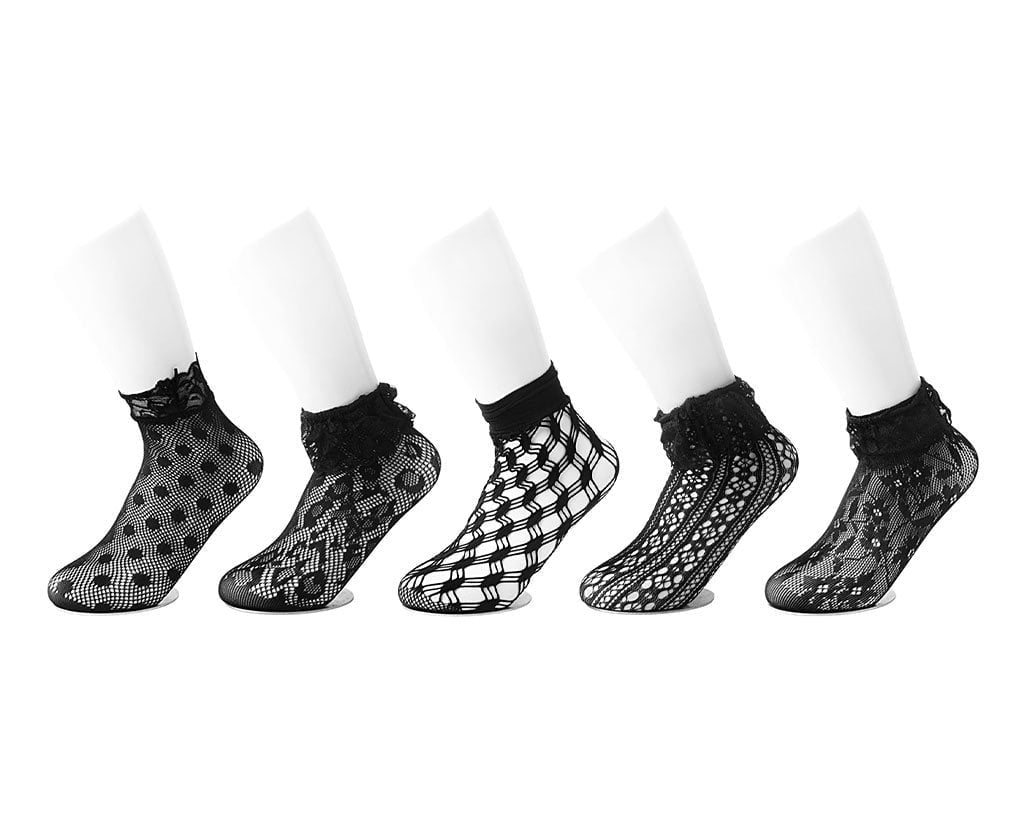 TSK1123 Black Assorted Fishnet 5-Pk Sock TSK1123-OS - T.U.K. Shoes