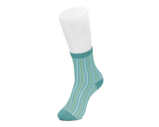 TSK1185 Teal Striped Polka Dot Socks TSK1185-OS - T.U.K. Shoes