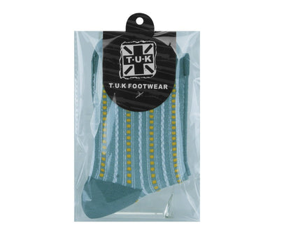 TSK1185 Teal Striped Polka Dot Socks TSK1185-OS - T.U.K. Shoes