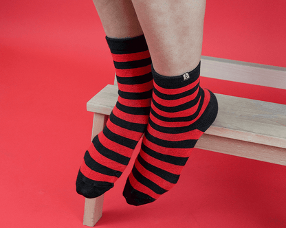 TSK1120 Red & Black Stripe T.U.K Women's Sock TSK1120-OS - T.U.K. Shoes