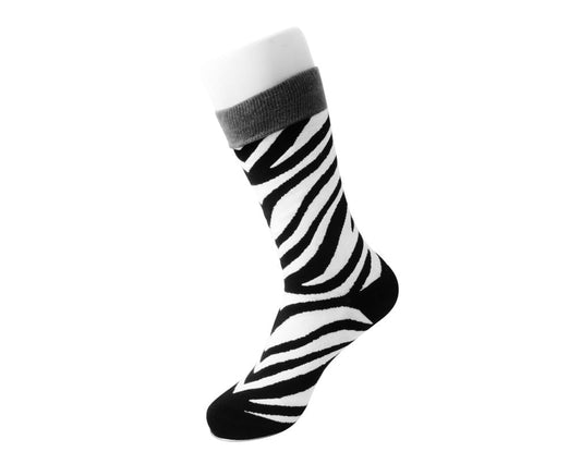 TSK1091 Grey Stripe Zebra Crew Sock TSK1091-OS - T.U.K. Shoes