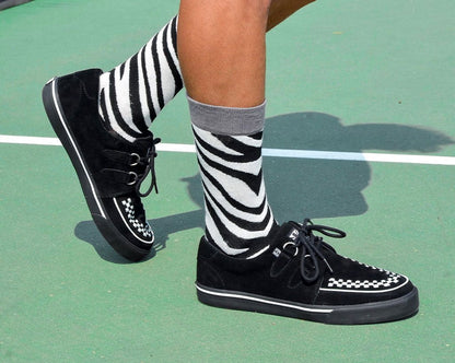 TSK1091 Grey Stripe Zebra Crew Sock TSK1091-OS - T.U.K. Shoes