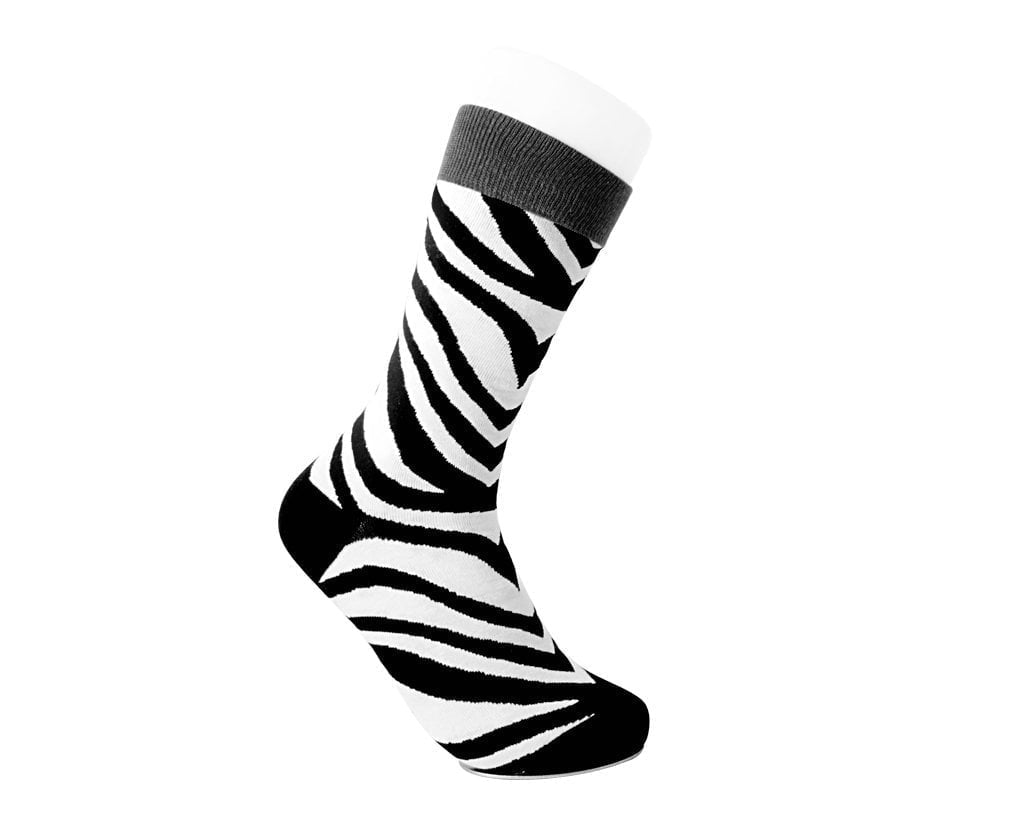 TSK1091 Grey Stripe Zebra Crew Sock TSK1091-OS - T.U.K. Shoes