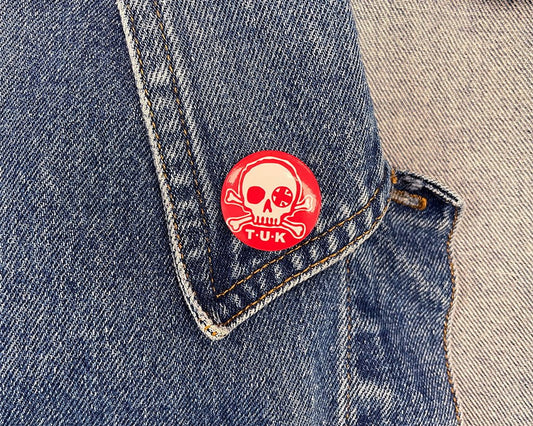 P0066 Red & White Skull Logo Pin P0066-OS - T.U.K. Shoes