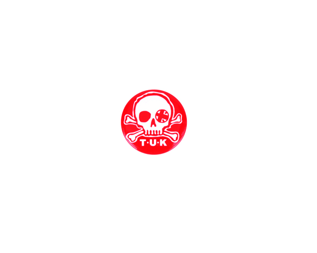 P0066 Red & White Skull Logo Pin P0066-OS - T.U.K. Shoes