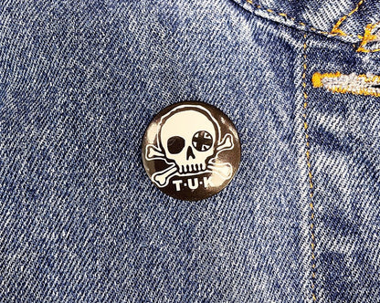 P0034 Black & White Skull Logo Pin P0034-OS - T.U.K. Shoes