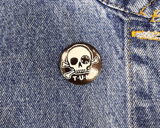 P0034 Black & White Skull Logo Pin P0034-OS - T.U.K. Shoes