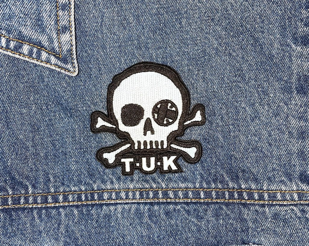 P0078 Black & White Skull Embroidered Patch P0078-OS - T.U.K. Shoes