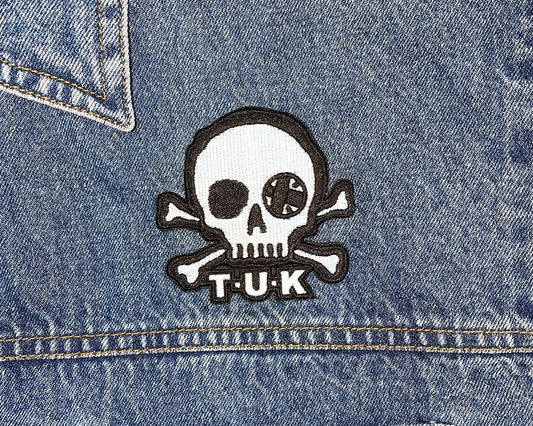P0078 Black & White Skull Embroidered Patch P0078-OS - T.U.K. Shoes