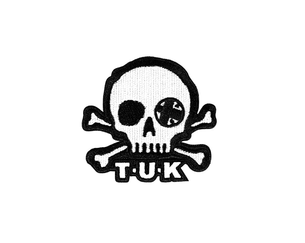P0078 Black & White Skull Embroidered Patch P0078-OS - T.U.K. Shoes