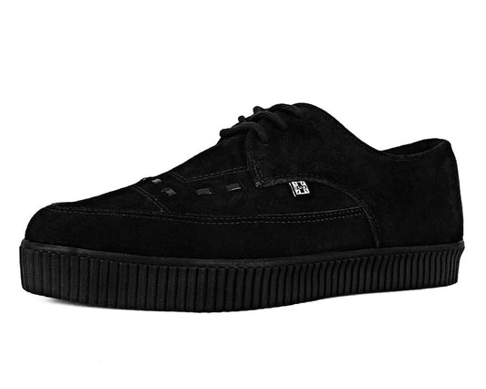 A3263 Black Suede Tie Pointed Lace Up EZC - T.U.K. Shoes