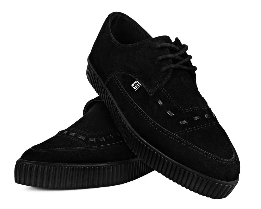 A3263 Black Suede Tie Pointed Lace Up EZC - T.U.K. Shoes
