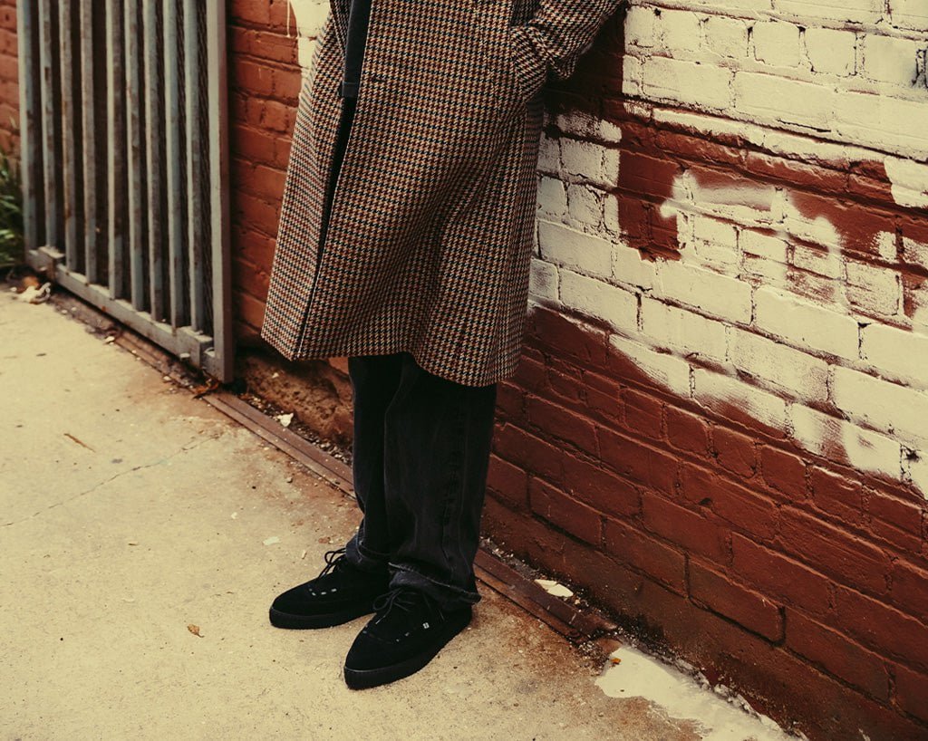 A3263 Black Suede Tie Pointed Lace Up EZC - T.U.K. Shoes