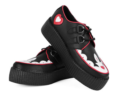 V3257 Black & Red Scallop Heart Viva Mondo Creeper - T.U.K. Shoes