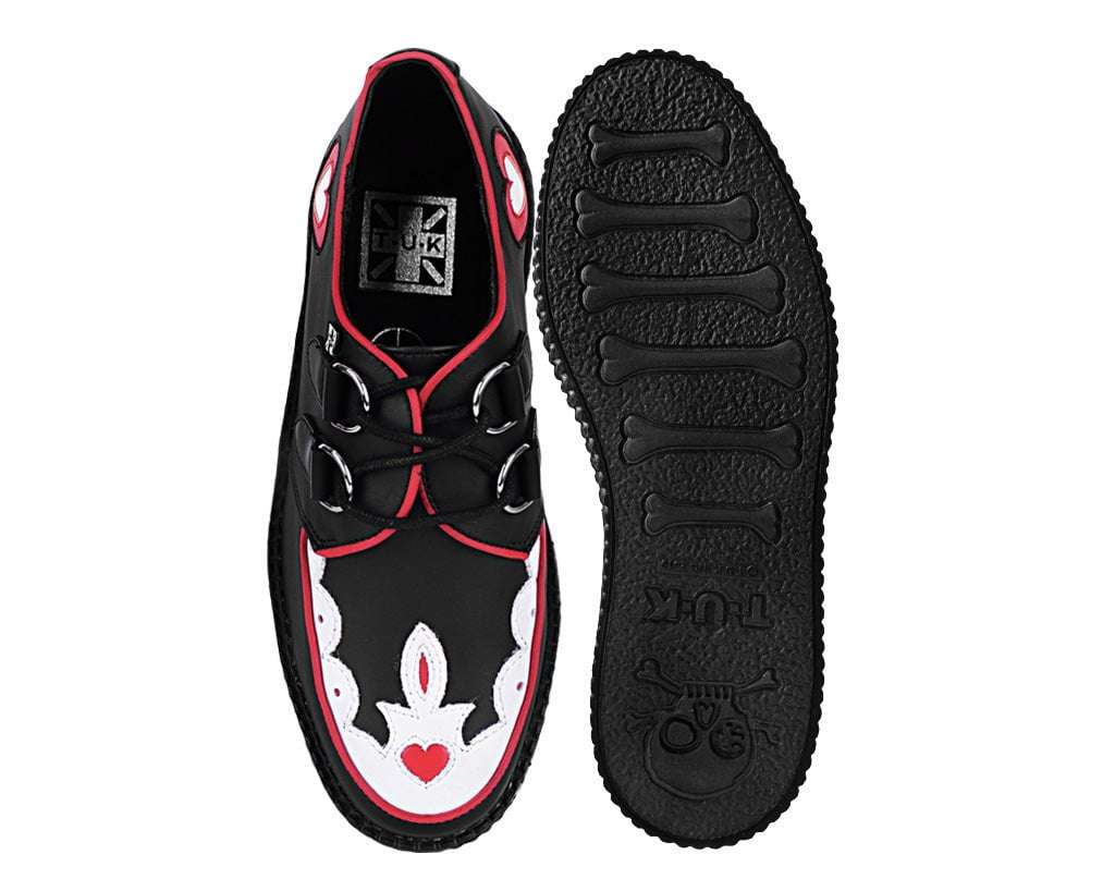 V3257 Black & Red Scallop Heart Viva Mondo Creeper - T.U.K. Shoes