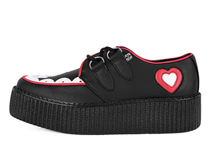 V3257 Black & Red Scallop Heart Viva Mondo Creeper - T.U.K. Shoes
