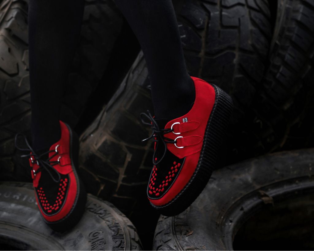 V3340 Red & Black Suede Viva Mondo Creeper - T.U.K. Shoes