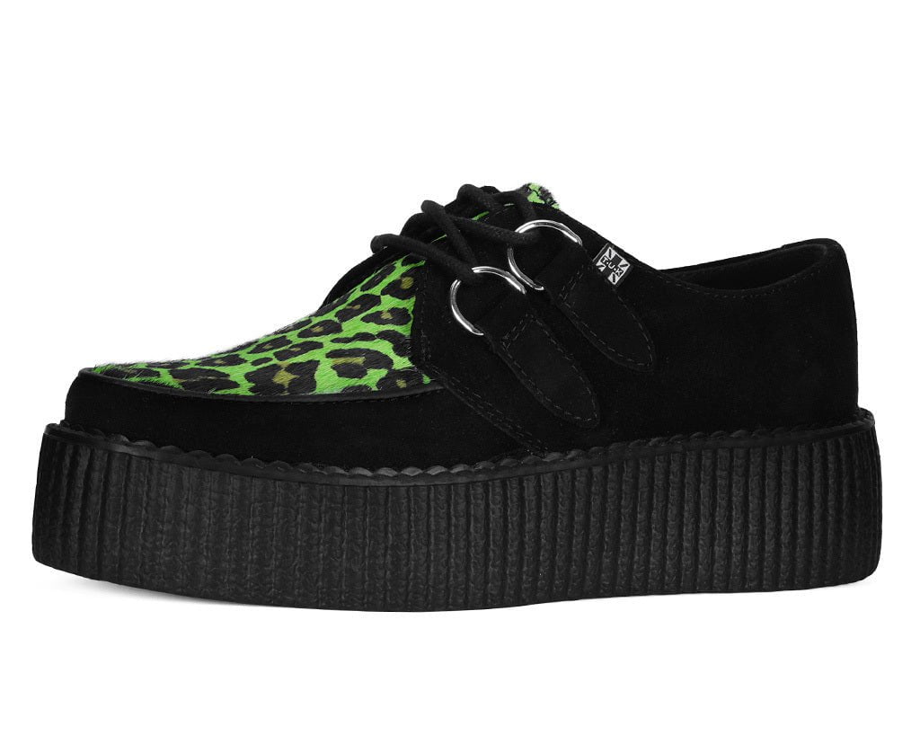 V3412 Black & Green Leopard Suede Mondo Creeper - T.U.K. Shoes