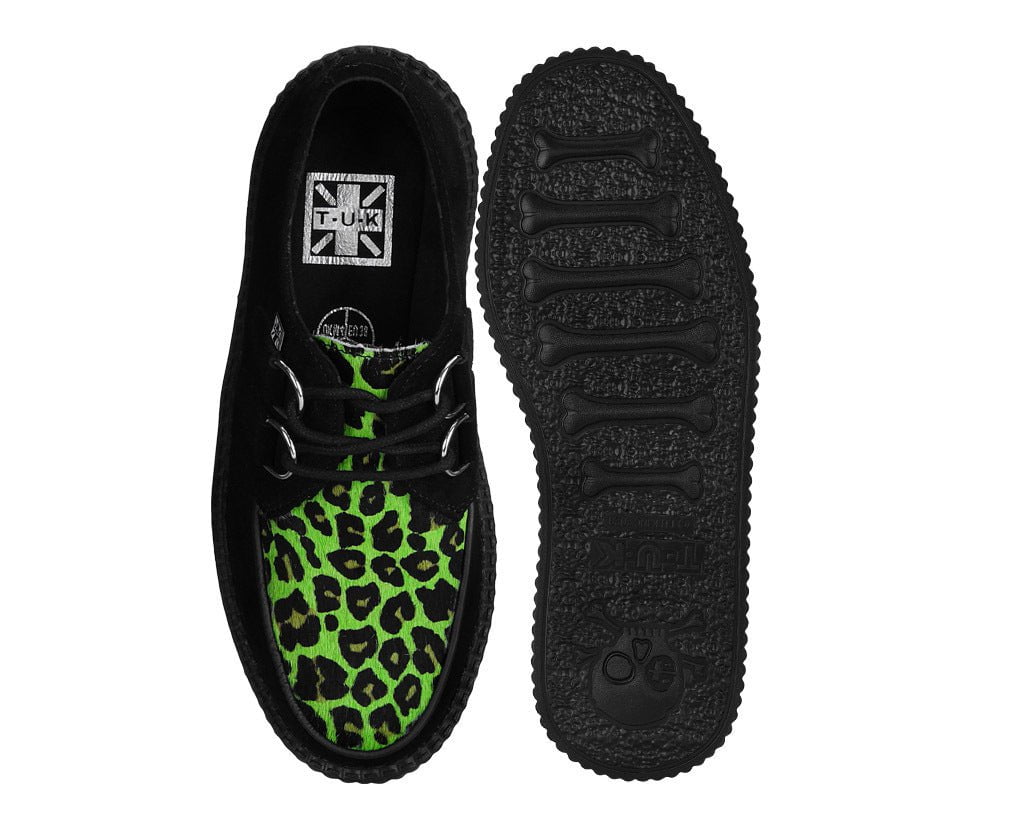 V3412 Black & Green Leopard Suede Mondo Creeper - T.U.K. Shoes