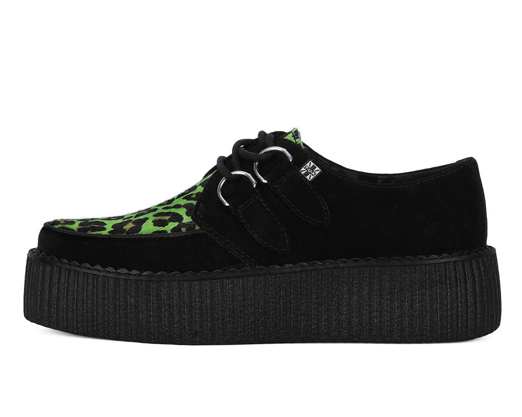 V3412 Black & Green Leopard Suede Mondo Creeper - T.U.K. Shoes