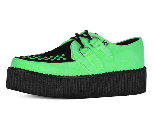 V3389 Neon Green & Black Suede Viva Mondo Creeper - T.U.K. Shoes