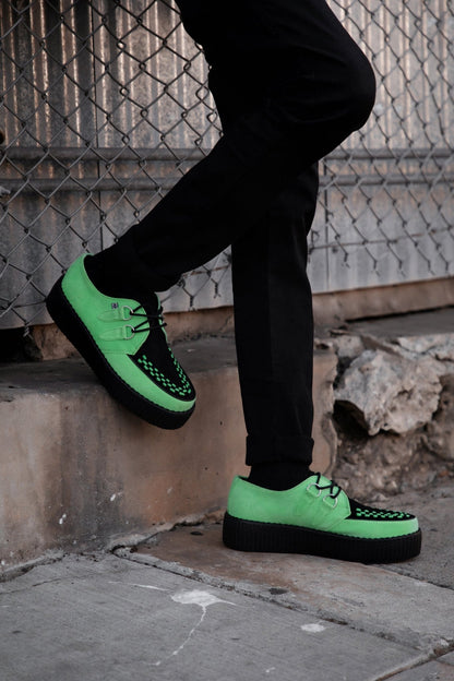 V3389 Neon Green & Black Suede Viva Mondo Creeper - T.U.K. Shoes