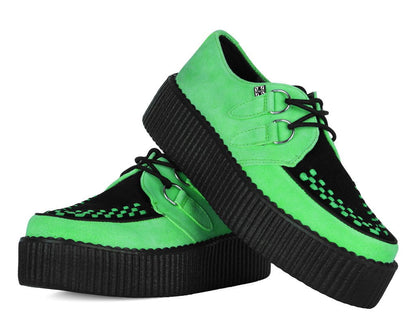 V3389 Neon Green & Black Suede Viva Mondo Creeper - T.U.K. Shoes