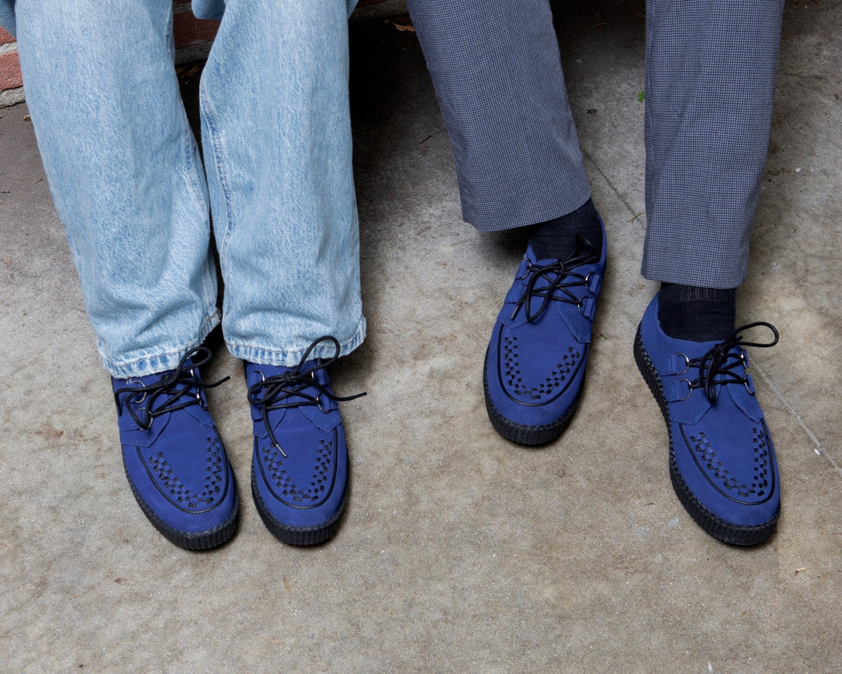 F3416 Navy Suede Viva Low creeper - T.U.K. Shoes