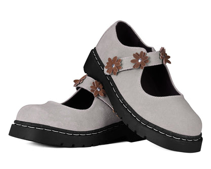 Taupe Suede Flower Mary Jane - T.U.K. Shoes