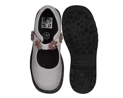 Taupe Suede Flower Mary Jane - T.U.K. Shoes