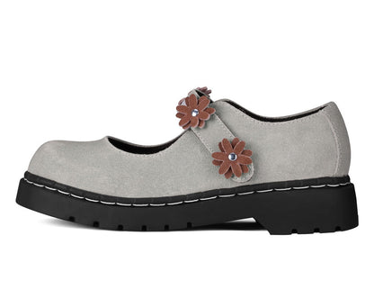 Taupe Suede Flower Mary Jane - T.U.K. Shoes