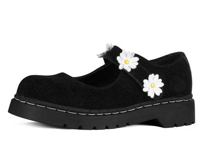 Black Suede Flower Mary Jane - T.U.K. Shoes