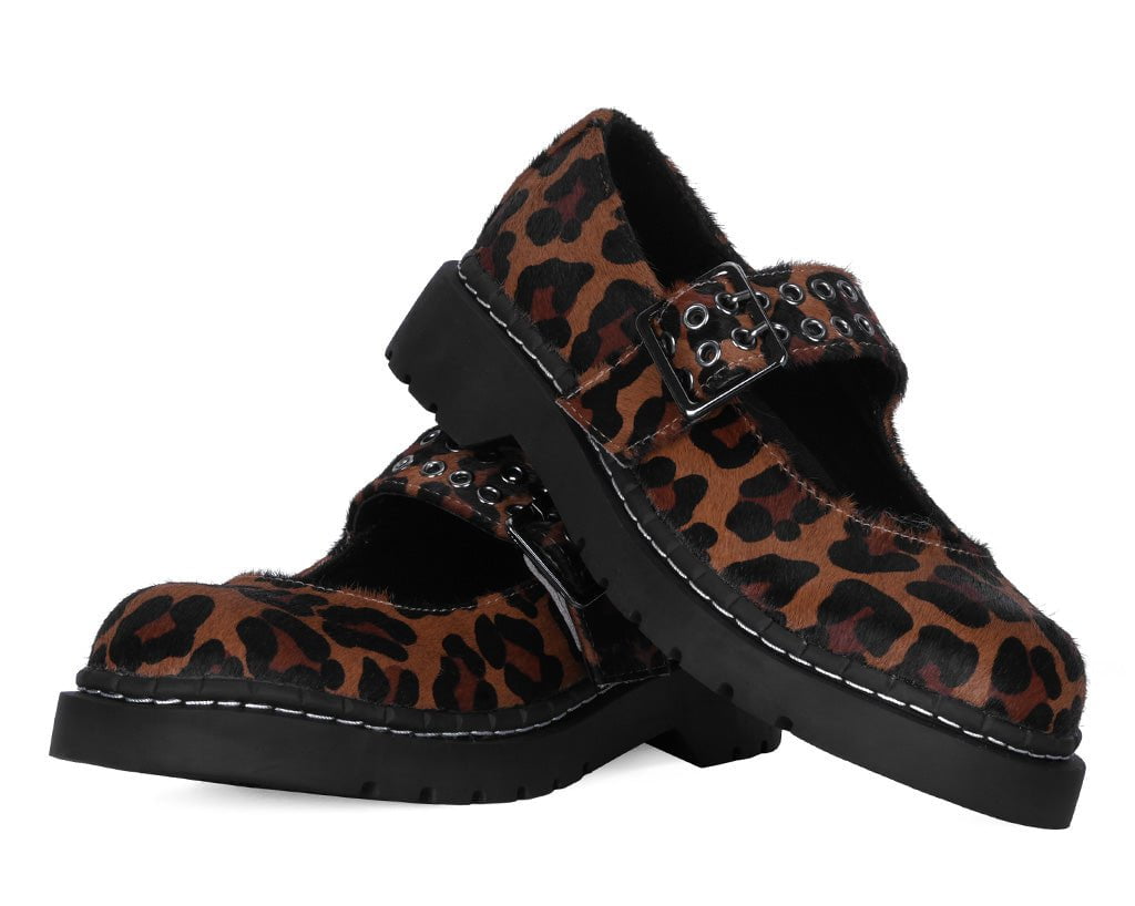 T2350 Brown Leopard Mary Jane - T.U.K. Shoes