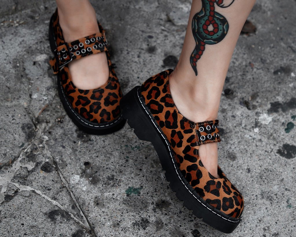 T2350 Brown Leopard Mary Jane - T.U.K. Shoes