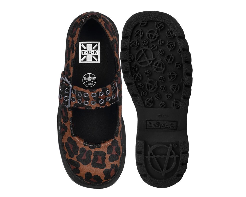 T2350 Brown Leopard Mary Jane - T.U.K. Shoes