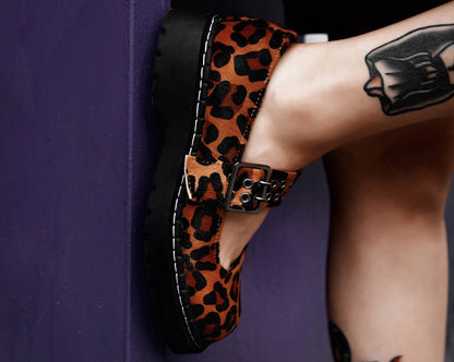T2350 Brown Leopard Mary Jane - T.U.K. Shoes