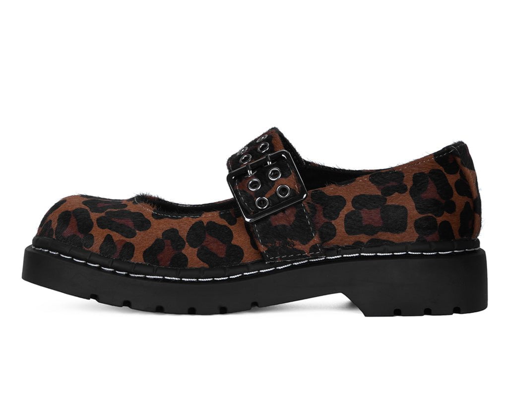 T2350 Brown Leopard Mary Jane - T.U.K. Shoes