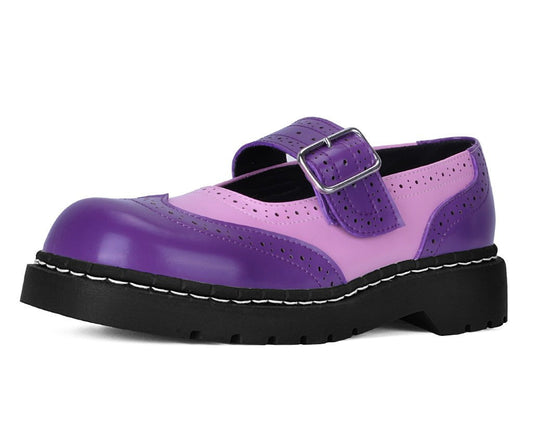 T2352 Pink & Purple Brogue Mary Jane - T.U.K. Shoes