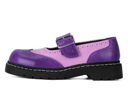T2352 Pink & Purple Brogue Mary Jane - T.U.K. Shoes