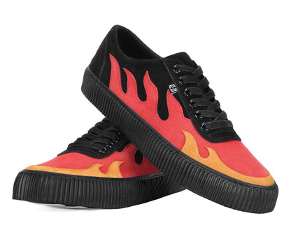 A3349 Black & Red Suede Flame Creeper Sneaker - T.U.K. Shoes