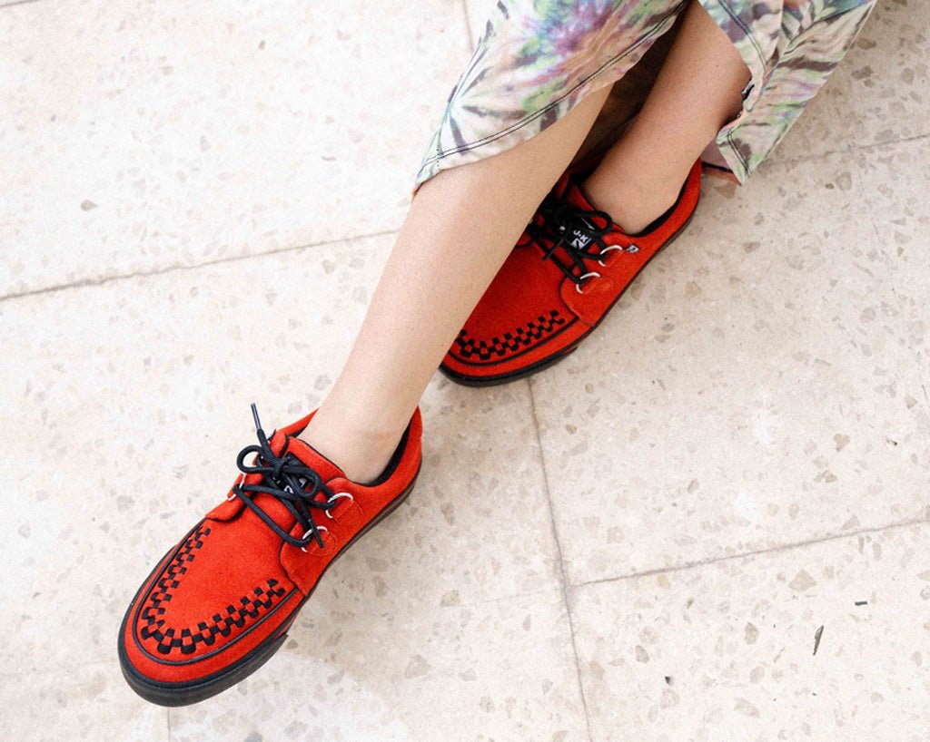 A3045 Lucious Red Suede D-Ring Interlace Sneaker - T.U.K. Shoes
