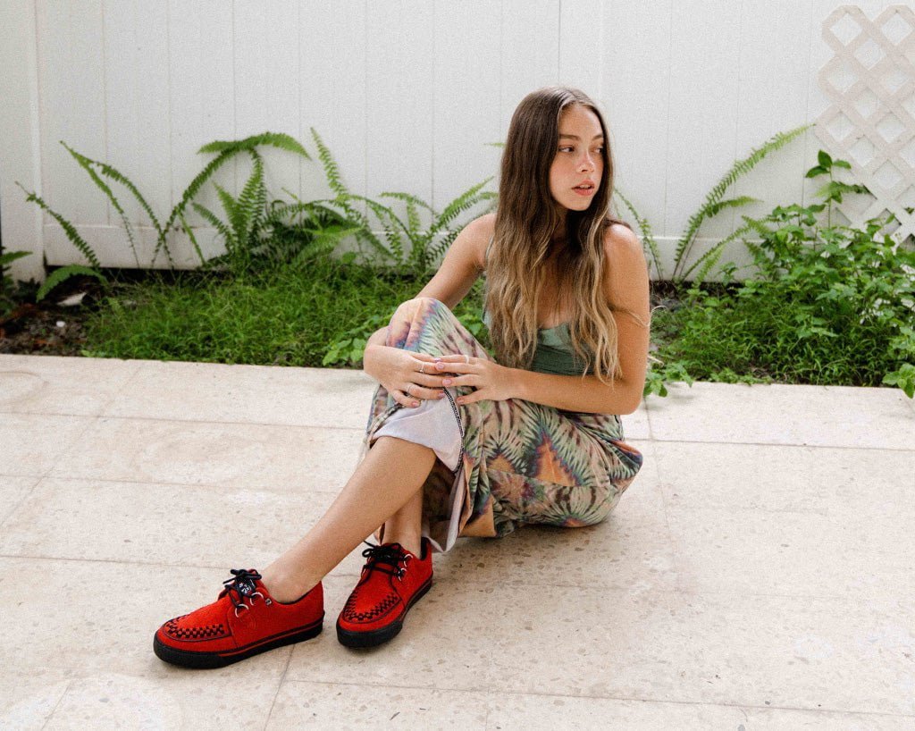 A3045 Lucious Red Suede D-Ring Interlace Sneaker - T.U.K. Shoes