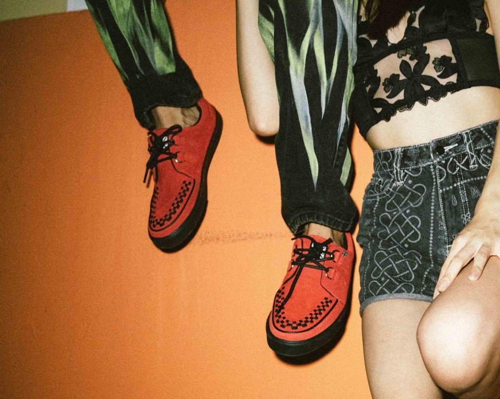 A3045 Lucious Red Suede D-Ring Interlace Sneaker - T.U.K. Shoes