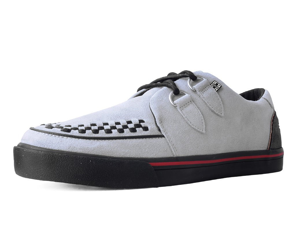 A3048 Grey Suede & Red Trim Interlace Sneaker - T.U.K. Shoes