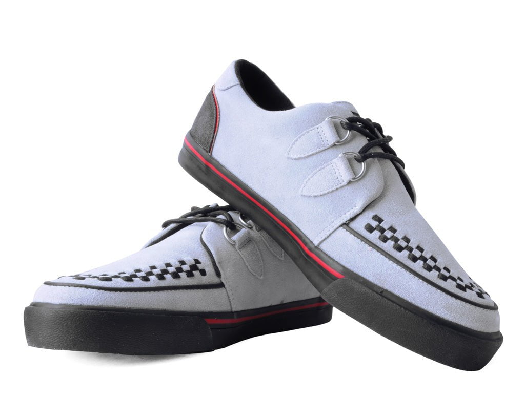 A3048 Grey Suede & Red Trim Interlace Sneaker - T.U.K. Shoes