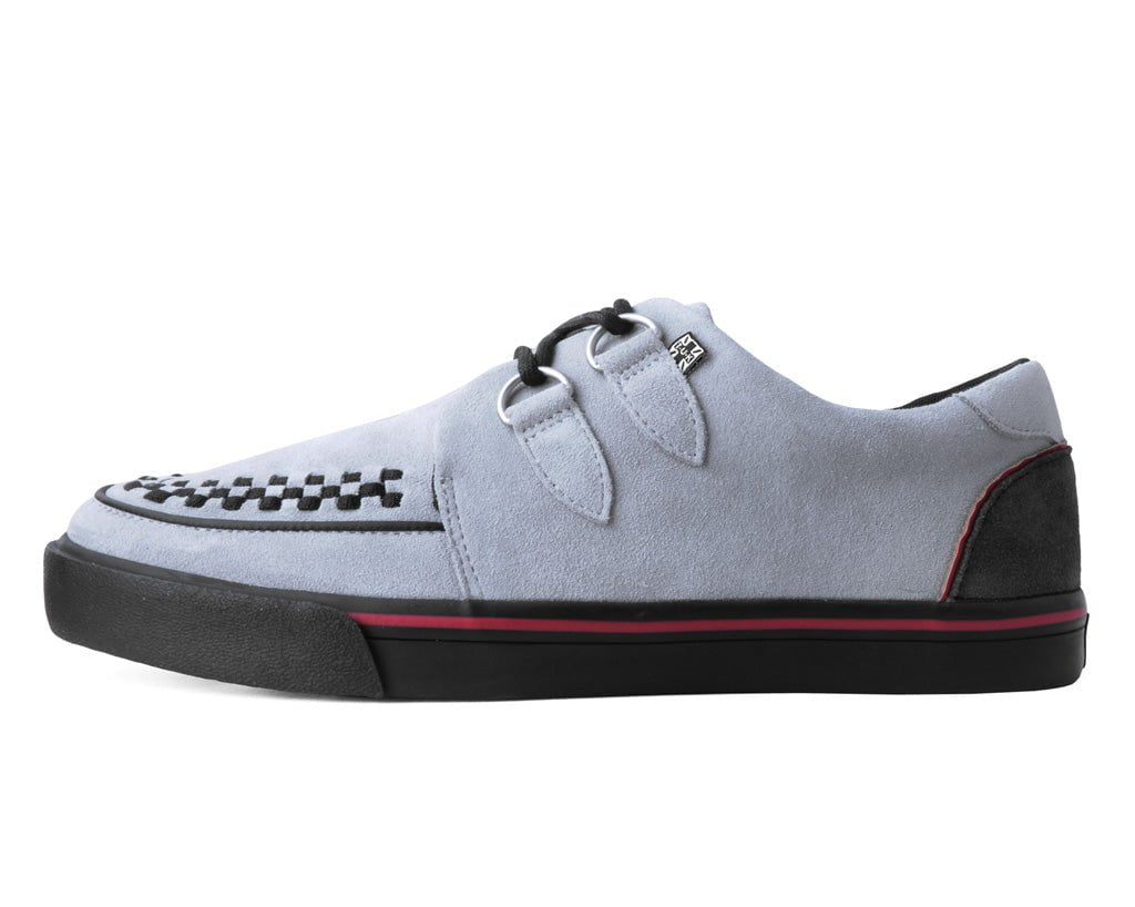 A3048 Grey Suede & Red Trim Interlace Sneaker - T.U.K. Shoes