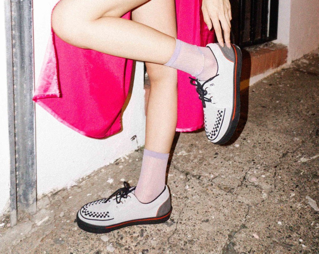 A3048 Grey Suede & Red Trim Interlace Sneaker - T.U.K. Shoes