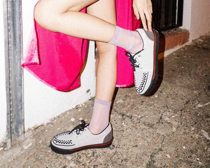 A3048 Grey Suede & Red Trim Interlace Sneaker - T.U.K. Shoes
