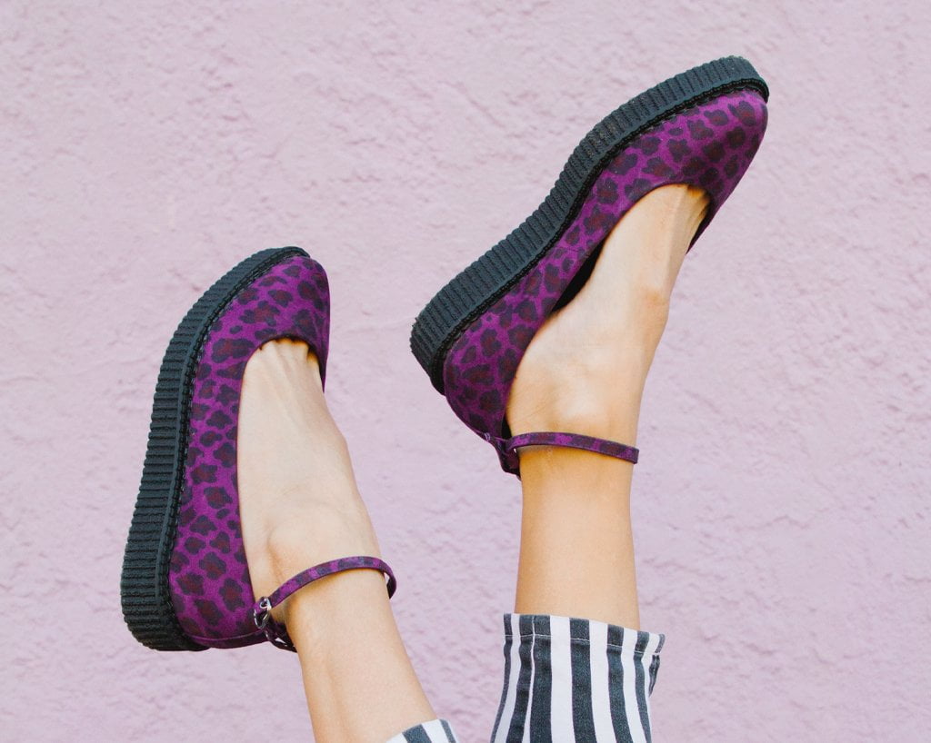 A9985L Purple Leopard Pointed Ballet Creeper - T.U.K. Shoes