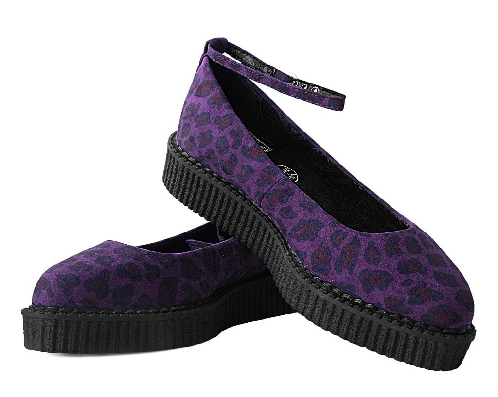 A9985L Purple Leopard Pointed Ballet Creeper - T.U.K. Shoes